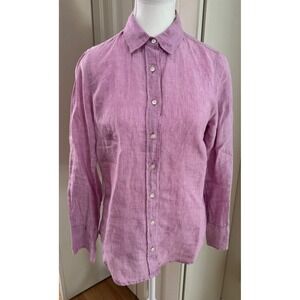 J.Crew Baird McNutt Irish Linen Button Down Shirt Womens Size 0P Pink Barbiecore